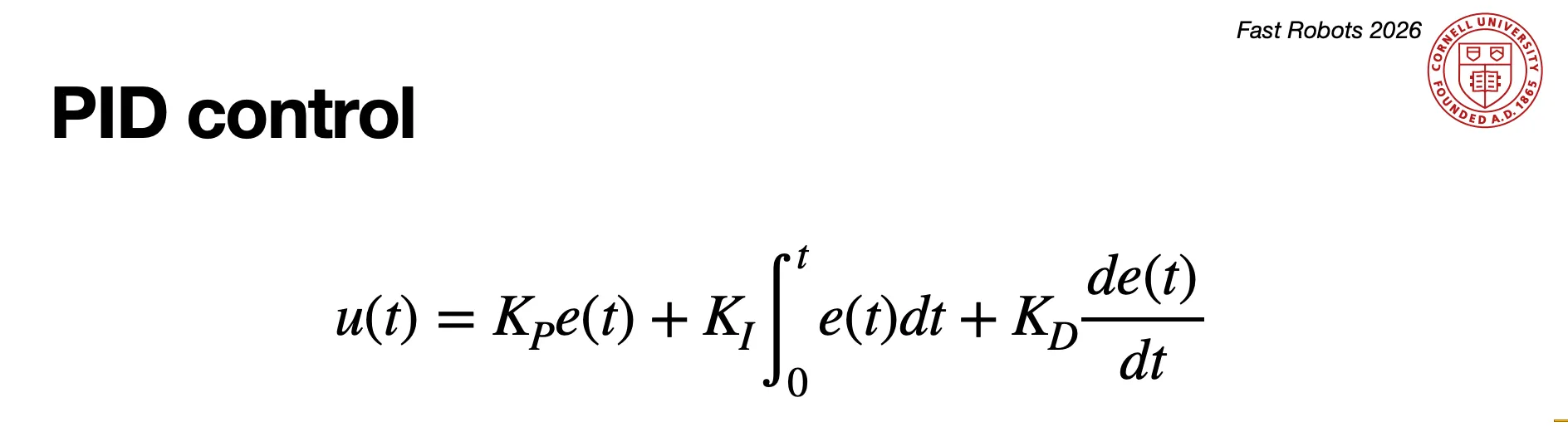 PID CONTROL EQUATIONS