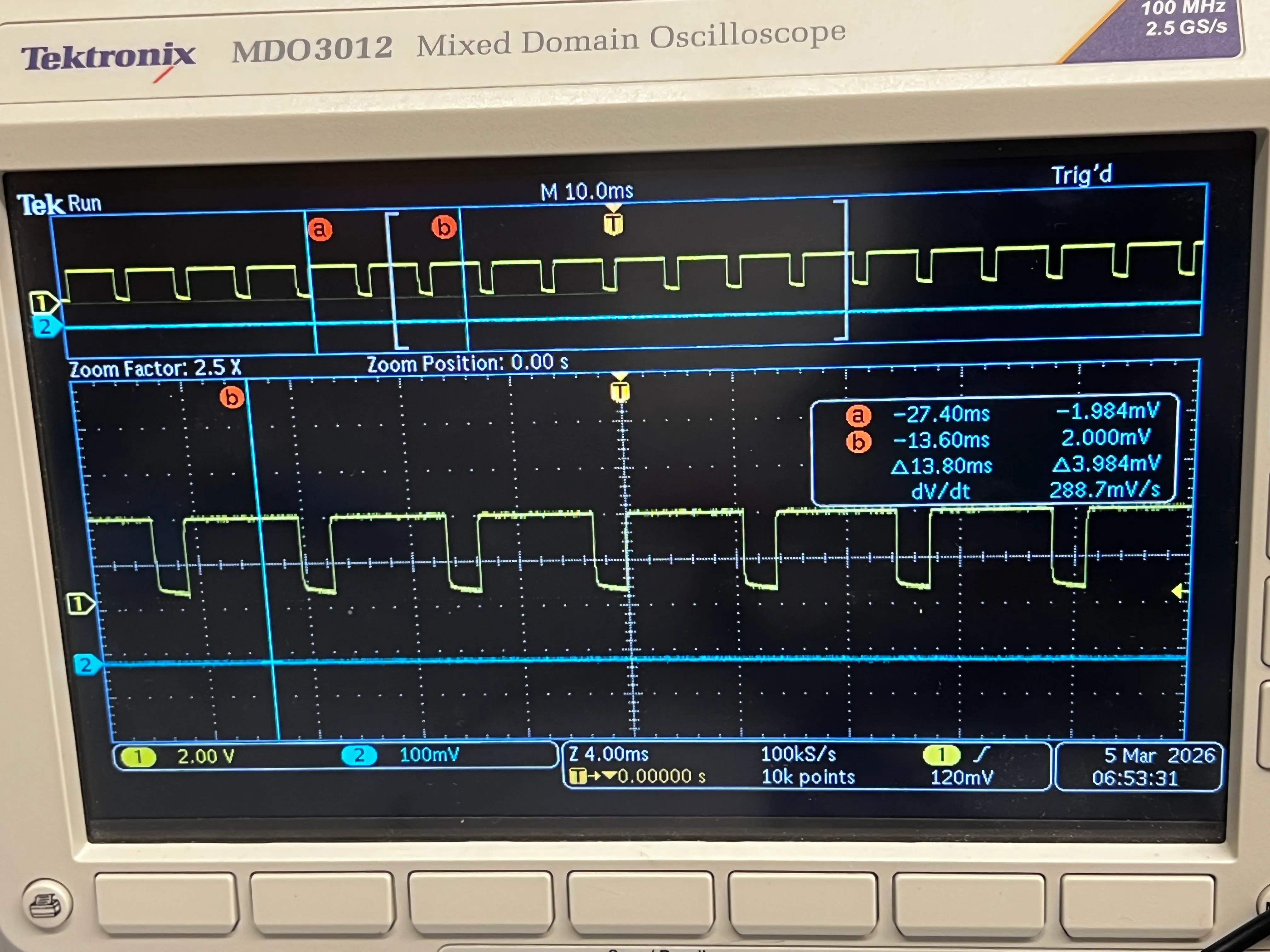 Oscilloscope output for a motor driver, second try